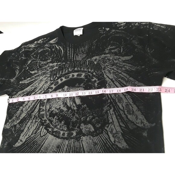 Biker Trash Colorado Graphic T shirt Black Footprints Feathers Mountain XL - Picture 9 of 12